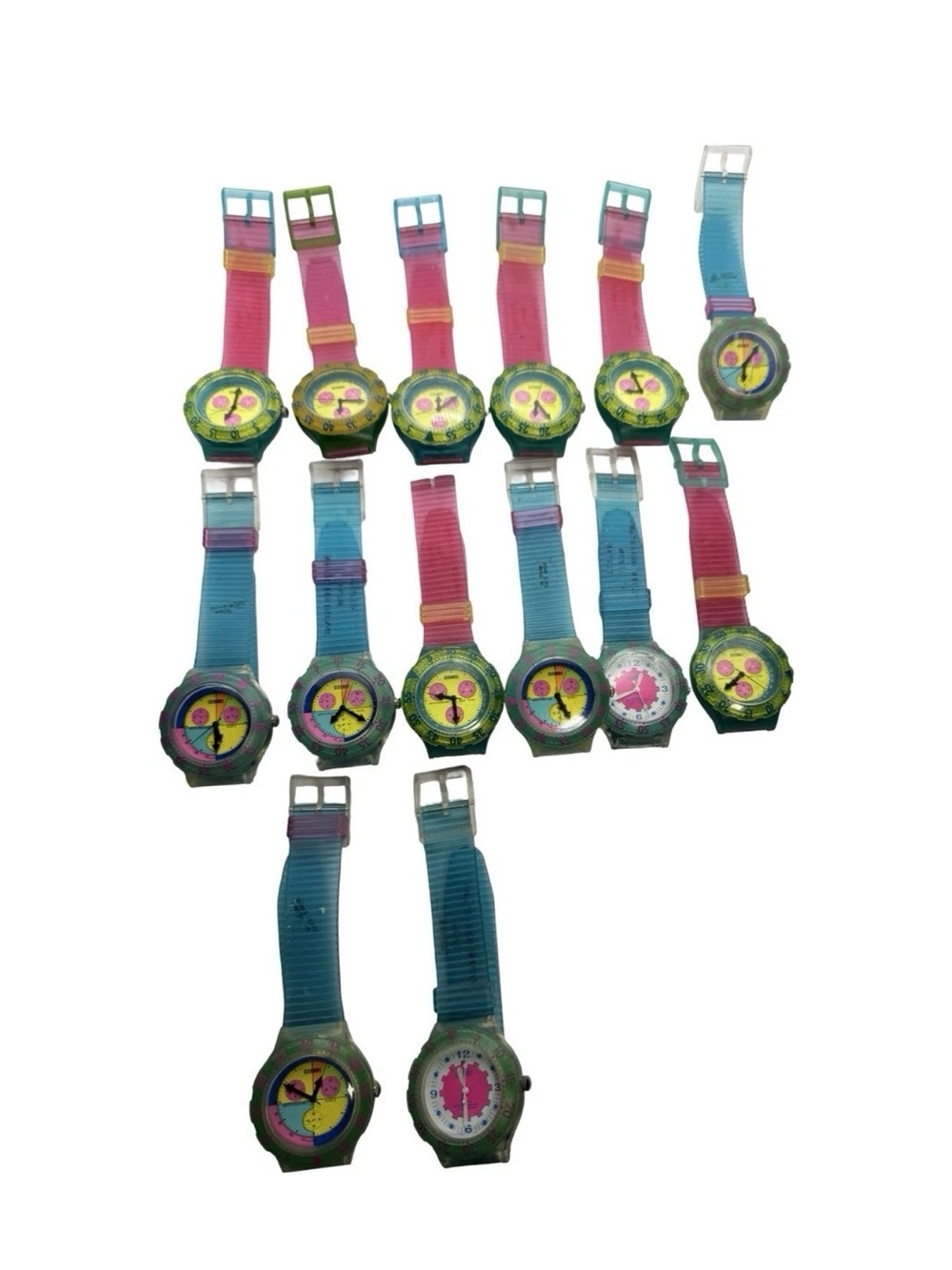 Vintage Gitano Watch Lot of 14 90s Jelly Band Colorful Watches Y2K Working